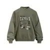Sudadera con capucha de cuello redondo personalizada con estampado de retrato creativo americano, sudadera de pullover lavada y desteñida con pintura en aerosol, de moda para hombre en primavera y otoño