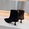 Zapatos para Mujer 2026 Otoño e Invierno Estilo Nuevo Botines Cortos Esmaltados con Cremallera Trasera, Punta Cuadrada, Tacón Fino y Modernos Botines de Tacón Alto con Forro de Felpa Añadido