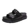 Sandalias de Mujer con Suela Gruesa 2026 Nuevo Llegado Verano Celebridad de Internet Doble Hebilla Sandalias Planas Casuales Exteriores Antideslizantes Suela Suave Chanclas para Mujer