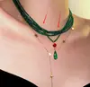Colar de Flor com Contas Verdes para Mulheres, Estilo de Férias, Empilhável Multicamadas, Incrivelmente Lindo, Corrente Personalizada para Clavícula, Colar para Férias na Praia