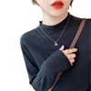 2024 Nuevo Conjunto de Otoño e Invierno Chaqueta de Punto Base de Cuello Semialto para Mujer Top Delgado con Efecto Adelgazante