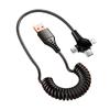 Cabo de Dados Retrátil de Mola de Carregamento Super Rápido 6A Carregamento Flash Um para Três Carregamento Rápido Tipo-C Android Cabo de Carregamento Três em Um