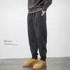 Calças Casuais Cáqui para Homens, Caimento Solto, Estilo Jogger, Tamanho Plus, Estilo Roupa de Trabalho, Outono e Inverno, Algodão Puro, Forradas com Lã, Calças Espessas para Homens, Estação Outono