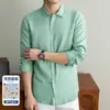 Camisa de Lino Puro Importada de Manga Larga, Estilo Old Money, Lujo Ligero, Material 100% Lino, Tacto de Alta Gama, Cuello de Solapa, Capa Interior