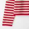 Nueva colección de otoño de ropa para mujer para exportación, con estilos europeos y americanos, moda urbana y una chaqueta de punto a rayas con cuello alto.