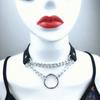 Moda Europea y Americana Transfronteriza Collar de Anillo de Cuero PU Cadena Punk Estilo Urbano Correa de Cuello con Anilla en O Joyería