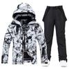 Novo traje de esqui masculino e feminino, conjunto de calças de snowboard duplas, estilo coreano, quente e espesso