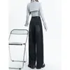 Jeans de pierna ancha de color azul oscuro de cintura alta para mujer, nuevo estilo verano 2026, corte recto holgado, adelgazantes para figuras petite, pantalones de largo hasta el suelo