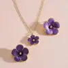 Colar europeu e americano transfronteiriço com pingente de gota de óleo e flores coloridas, fresco e versátil, corrente simples para clavícula, joia requintada e doce estilo feriado