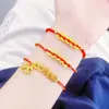 Pulsera Trenzada de Joyería Chapada en Oro Moneda Cinco Emperadores Hielo Triturado Hilo Rojo de la Suerte para Hombres y Mujeres, Adecuada como Regalo