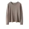 Otoño e Invierno Nueva Camiseta Base de Punto de Cachemira Moda Suave Cómoda Jersey con Dobladillo Enrollado Cuello Redondo Agradable a la Piel Manga Larga para Mujer