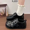 Zapatos Mary Jane de cuero genuino con hebilla retro, zapatos pequeños de cuero estilo universitario JK, suela suave, cómodos para mujer, mocasines, zapatos de un solo color