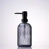 Botella de Lavado de Manos de Rayas Verticales de Alta Calidad, Vidrio Espeso, Botella Dispensadora Multifuncional para Loción y Gel de Ducha, Botella de Vidrio Resistente a la Humedad y al Calor