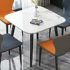 Conjunto de mesa de comedor y sillas de losa de roca de moda, diseño minimalista moderno, adecuado para apartamentos pequeños, mesa de comedor redonda o cuadrada, mesa de recepción de alta gama y lujosa
