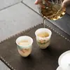 Taza de té de porcelana de jade pintada a mano con loto, taza maestra de juego de té Kung Fu, taza individual de porcelana blanca, taza de té estilo chino