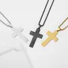 Collar con cruz de escritura transfronteriza nuevo para hombres y mujeres, colgante de acero inoxidable brillante, cadena para suéter versátil, joyería europea y americana