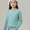 Suéter de cachemira para niños de punto trenzado grueso de cuello medio lana pura tejido punto mismo estilo para niños y niñas lana punto trenzado pequeño otoño e invierno nuevo estilo