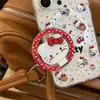 Funda de Teléfono con Soporte Magnético Plegable de Oso Abrazando a Kt para Apple 16 Pro Max, Compatible con 15 Pro Magnético de Doble Capa 14P