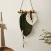 Tapeçaria Decorativa de Folha Tecida à Mão Estilo Ins Decoração de Parede de Fundo de Sofá de Pousada Tapeçaria Tecida com Corda de Algodão com Franjas