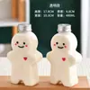 Botella de plástico con forma de hombre de jengibre de dibujos animados para té de leche, botella PET para llevar, jugo, botella de té de leche, botella desechable para bebidas de jugo