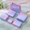 Caixa de Embalagem para Joias Pronta do Fabricante, Caixa de Joias Colorida com Tampa Céu e Terra em Gradiente Sonhador, Caixa para Colar e Pulseira, Saquinho para Joias
