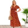 Nueva Colección de Verano de Amazon de Vestidos Florales Europeos y Americanos para Mujer de Tallas Grandes, Vestidos Largos con Abertura en V, Rebaja