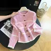 Suéter de punto grueso estilo perezoso con bloques de color, otoño e invierno, cuello redondo, bloques de color a rayas, suave y adelgazante, cárdigan para ir al trabajo
