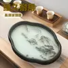 Caixa de Armazenamento de Chá Sala de Jantar Sala de Estar Bandeja de Chá para Mesa Bandeja de Lanches Dim Sum Prateleira de Armazenamento de Madeira Novo Chinês Bandeja de Vidro