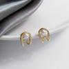 Pendientes metálicos geométricos creativos con aguja de plata S925, pendientes de perlas sexys, pendientes cortos de nicho 1283
