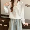 Ropa de mujer talla grande 2026 otoño nueva moda simple elegante con cordones versátil fina blusa de manga larga