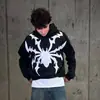 Sudadera con capucha y estampado de araña de la alta calle americana, sudadera holgada personalizada de moda para hombres y mujeres, al por mayor