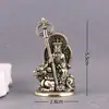 Latón puro Ksitigarbha montando un cetro con un Dharabandha, adorno artesanal decorativo de mesa vintage antiguo