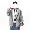 Chaqueta dehoundstooth pesada estilo americano para hombre, sudadera con capucha holgada de ajuste limpio para primavera/otoño para parejas