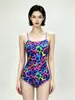 Traje de baño de natación de alta gama para mujer, estampado de leopardo colorido, adelgazante y que oculta el abdomen, diseñado para piscinas, de una sola pieza para entrenamiento y competición, adecuado para mujeres con un poco de sobrepeso