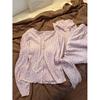 Pijama de pantalones largos con estampado floral rosa estilo coreano para niñas, nuevo conjunto de pantalones largos para mujer para otoño 2025 para usar fuera y para estar en casa