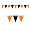 Fabricante Personalizado Cor Pura Laranja Preto Bandeirola Triângulo Halloween Flor Puxada Plástico Papel Decoração Festa de Halloween