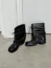 Botas de Moda com Rebites Tendência Femininas Inverno Retrô Cadarço Salto Bloco Cano Curto Solado Grosso Botas de Motociclista Aumento de Altura Estilo Britânico Botas Femininas