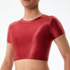 Europa y Estados Unidos talla grande para hombre y mujer top ultra corto brillante transpirable fitness sexy transparente Amazon transfronterizo 7067