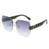 Gafas de sol metálicas de alta gama con degradado sin montura estilo coreano transfronterizo para mujer, resistentes a los rayos UV, para el verano