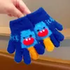Luvas Infantis com Dedos Separados, Luvas Tricotadas Estilo Coreano para Meninos com Cinco Dedos, Luvas de Inverno Quentes para Alunos do Ensino Fundamental, Bebês Meninos e Meninas, Ciclismo