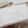 Caja de Regalo de Terciopelo de Alta Gama con Estampado Plateado, Tarjeta de Invitación de Boda con Borla, Caja de Embalaje de Terciopelo, Exclusivo y Premium