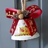 Enfeites de sino de Natal, lintel de porta de chifre de boi, galhos de pinho, eucalipto, pingentes de laço, árvore de Natal, decorações vintage pintadas para portas e janelas