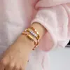 Wanxing Amazon Transfronterizo Corazón Rojo Goteando Aceite Pulsera Abierta de Acero Inoxidable Simple Elegante Joyería de Alta Gama para Mujeres