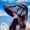 Chapéu de Sol Verão Concha Proteção Solar UV Chapéu Feminino Vinil Topo Vazio Cobertura Facial Chapéu de Sol Headband Chapéu de Uso Duplo