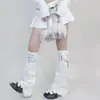 Novo design 2024 estilo escuro pulseira de chifre micro cruz meias de pilha de perna jeans meias de cano alto femininas