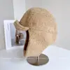 Chapéu Trapper de Lã de Cordeiro Cor Sólida Estilo Japonês para Mulheres, Boné de Baseball Espessado com Forro de Fleece para Outono e Inverno, Chapéu de Proteção para Orelhas ao Ar Livre, Chapéu Aviador Tendência