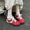 Faz os pés parecerem menores~ Tênis de treino retro alemão da moda para o verão para mulheres, tênis casuais de couro genuíno, cadarço, tênis Forrest Gump, versátil