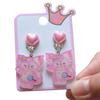 Aretes coreanos de conejo de dibujos animados para niños, lindos, clip para la oreja anti-dolor para niñas, temperamento de niña pequeña, aretes de princesa sin perforaciones