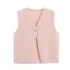 Venta al por mayor de Ropa para Mujer Transfronteriza 2025 Nuevo Otoño Estilo Europeo y Americano Moderno Simple Chaleco de Punto sin Mangas de un Botón