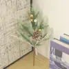 Decoração de Agulhas de Pinheiro de Natal Artificial Transfronteiriça Acessórios de Galho de Pinheiro Único Flores de Natal de Plástico Pinhas Presentes de Feriado Decoração de Casa